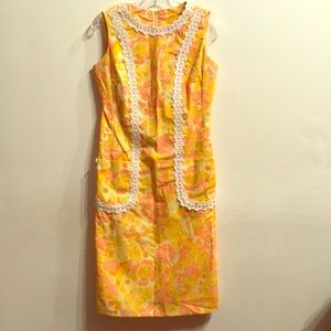 60’s yellow and orange embellished dress